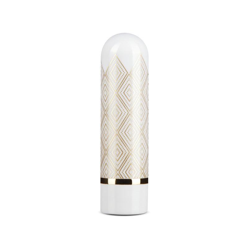 The Collection Glitzy Deco - White/Gold 6.4 cm (2.5'') USB Rechargeable Bullet - BL-14344