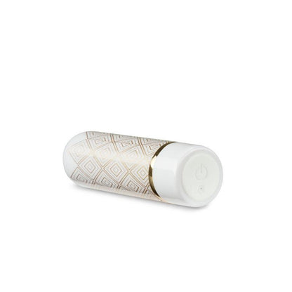 The Collection Glitzy Deco - White/Gold 6.4 cm (2.5'') USB Rechargeable Bullet - BL-14344