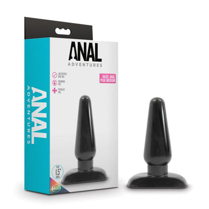 Anal Adventures Basic Anal Plug - Medium - Black 12 cm Butt Plug - BL-18715