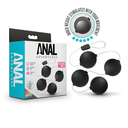 Anal Adventures Pleasure Balls - Black - Black 38 cm Anal Balls - BL-23765