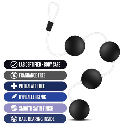 Anal Adventures Pleasure Balls - Black - Black 38 cm Anal Balls - BL-23765