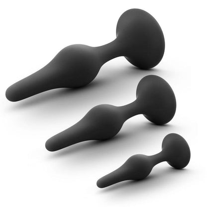 Anal Adventures Platinum Silicone Beginner Plug Kit - Black Butt Plug Kit - Set of 3 Sizes - BL-31265