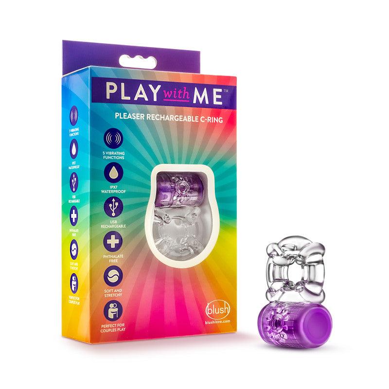 Play With Me Pleaser Rechargeable C-Ring - Purple - Purple USB Rechargeable Cock Ring - BL-31911