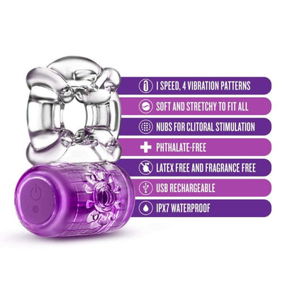 Play With Me Pleaser Rechargeable C-Ring - Purple - Purple USB Rechargeable Cock Ring - BL-31911