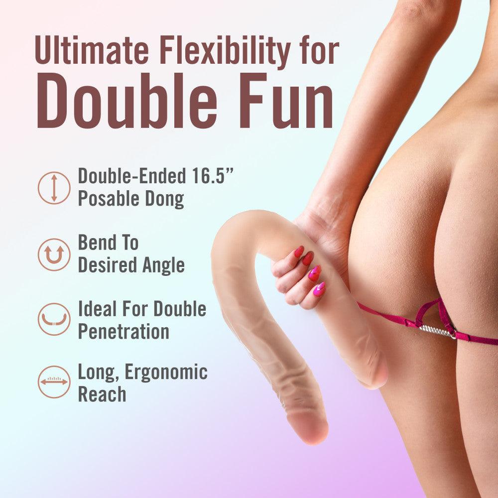 Dr. Skin Plus 16.5'' Posable Double Dong - Flesh 42 cm Double Dong - BL-32093