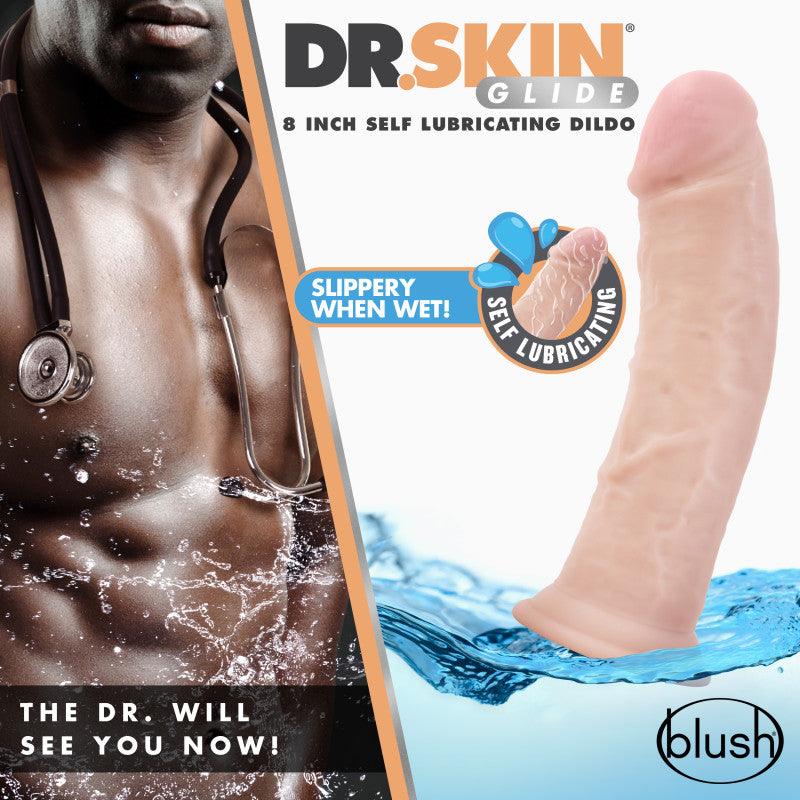 Dr. Skin Glide 8 Inch Self Lubricating Dildo - Flesh 20.3 cm Dong - BL-55804