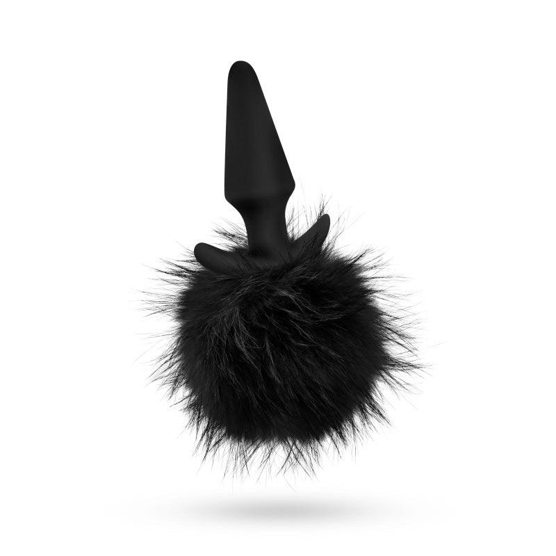 Anal Adventures Platinum Rabbit Tail Plug - Black 10 cm Butt Plug with Bunny Tail - BL-59225