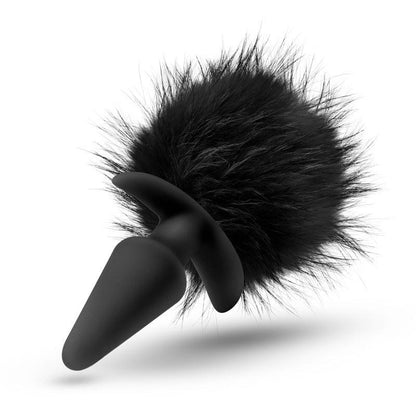 Anal Adventures Platinum Rabbit Tail Plug - Black 10 cm Butt Plug with Bunny Tail - BL-59225