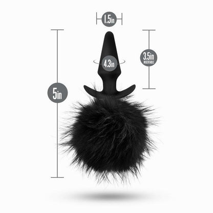 Anal Adventures Platinum Rabbit Tail Plug - Black 10 cm Butt Plug with Bunny Tail - BL-59225