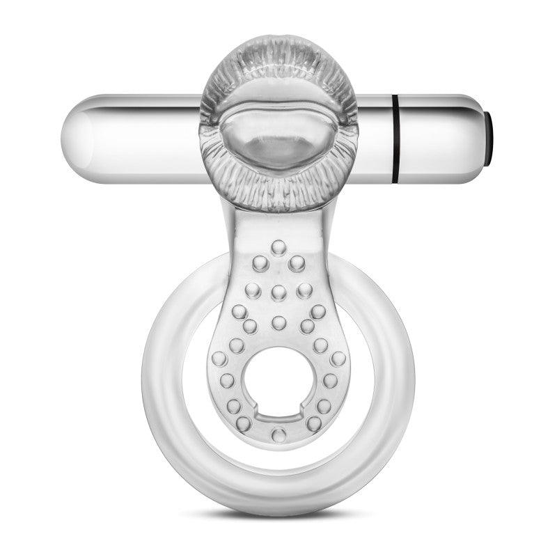 Stay Hard 10-Function Vibrating Tongue Ring - Clear Vibrating Cock & Ball Ring - BL-66912