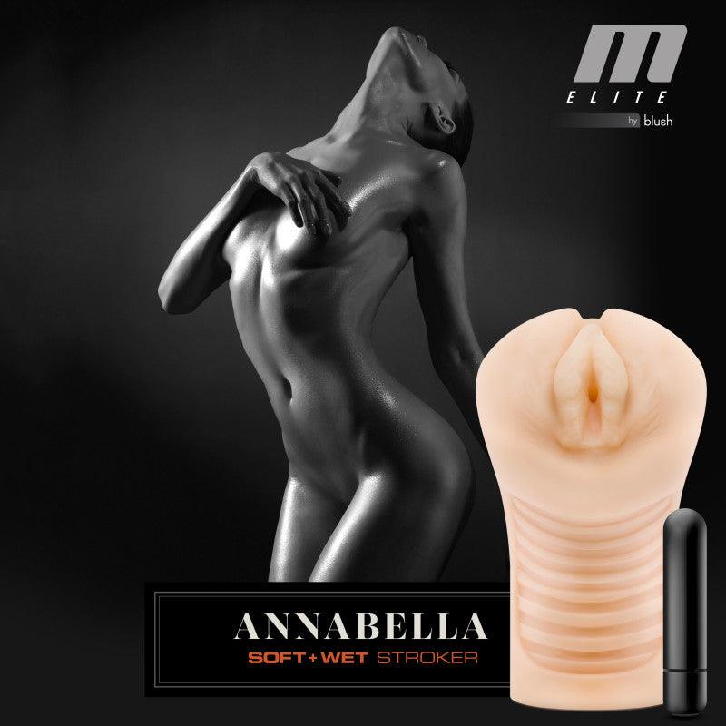 M Elite Soft and Wet - Annabella - Flesh Vibrating Vagina Stroker - BL-72613