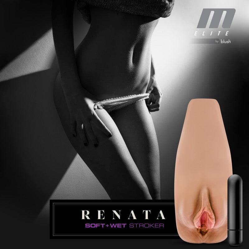 M Elite Soft and Wet - Renata - Tan Vibrating Vagina Stroker - BL-72717