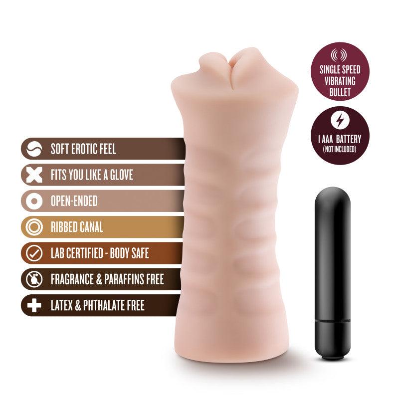 M for Men - Skye - Flesh Vibrating Mouth Stroker - BL-73523