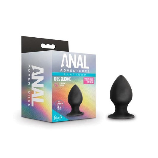 Anal Adventures Platinum Anal Stout Plug - Medium - Black 7.6 cm Medium Butt Plug - BL-81105