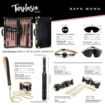 Temptasia Safe Word Bondage Kit with Suitcase - 9 Piece Bondage Set - BL-83605