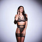 BACI WL Strappy Bra, Garter & Panty Set - Black - Black - S/M Size - BLW3212-BLKSM