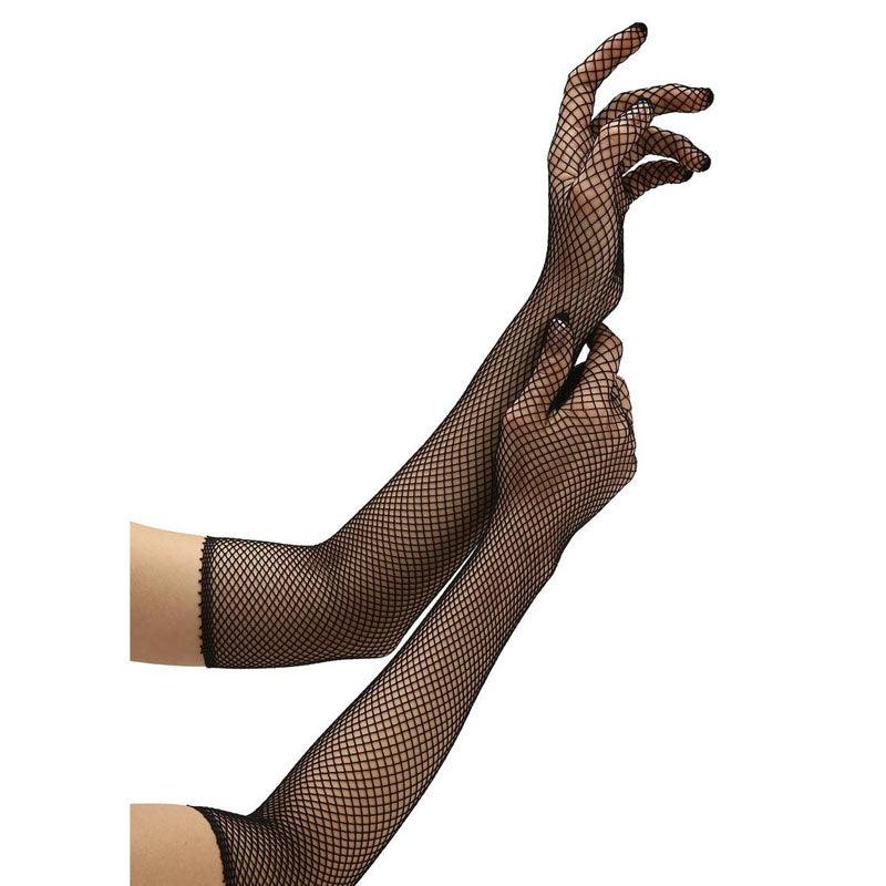 Baci White Label Fishnet Opera Glove - Black Gloves - BLW6501