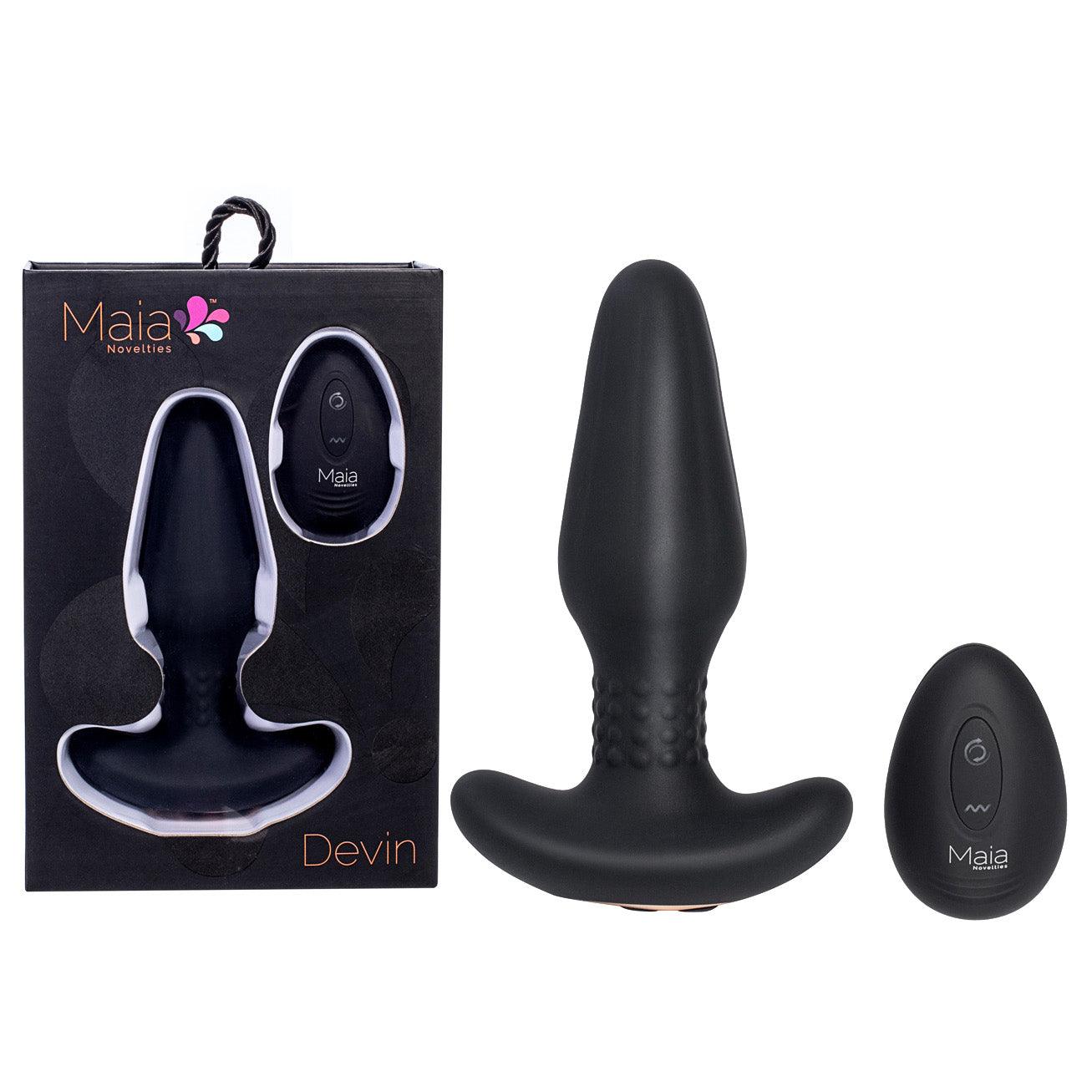 Maia DEVIN - Black USB Rechargeable Vibrating Butt Plug - BO-23-003