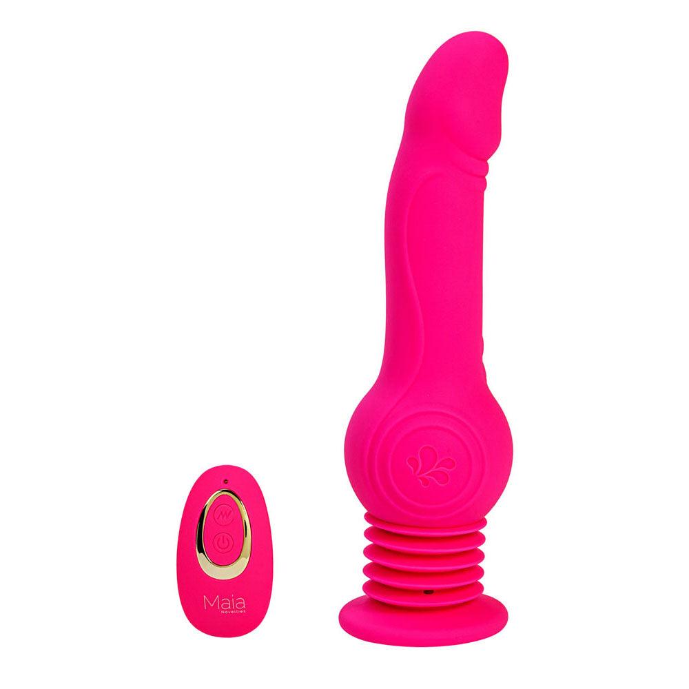 Maia TEGAN - Pink 23.6 cm USB Rechargeable Jumping Vibrating Dong with Remote - BO-23-010