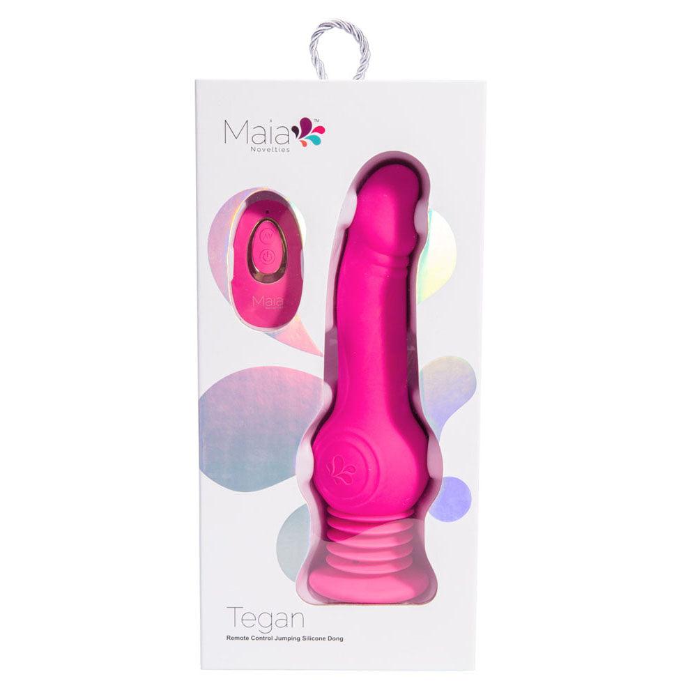 Maia TEGAN - Pink 23.6 cm USB Rechargeable Jumping Vibrating Dong with Remote - BO-23-010