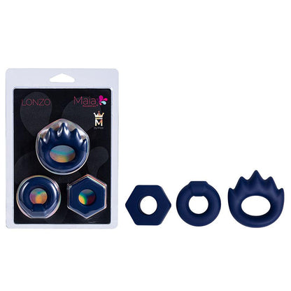 Maia LONZO - Blue Silicone Cock Rings - Set of 3 - BO-24-002