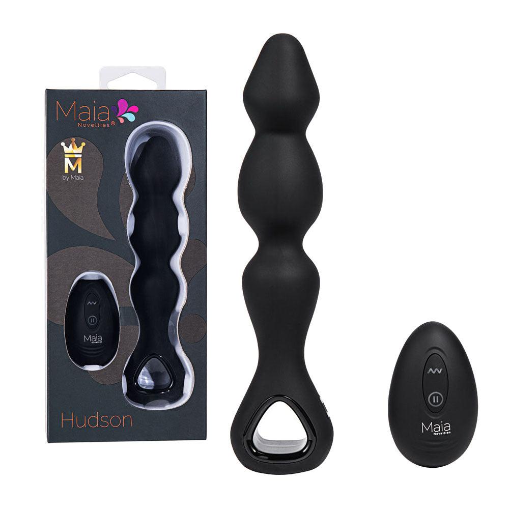 Maia HUDSON - Black 19 cm USB Rechargeable Anal Vibrator with Wireless Remote - BO-24-005