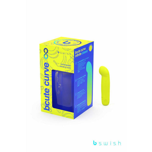 Bcute Curve Infinite Classic Limited Edition - Citrus Yellow - Yellow 10 cm USB Rechargeable Vibrator with Limited Edition Storage Case - BSBCI0389