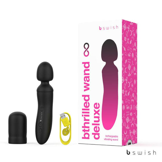 Bthrilled Premium - Noir               - Black 21 cm USB Rechargeable Massage Wand - BSPTH0136