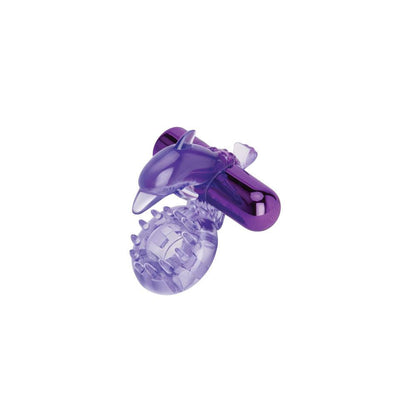 Bodywand Rechargeable Dolphin Ring with Clit Ticklers - Purple USB Rechargeable Vibrating Cock Ring - BW1501