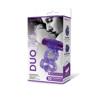 Bodywand Rechargeable Duo Ring - Purple USB Rechargable Vibrating Cock Ring - BW1506