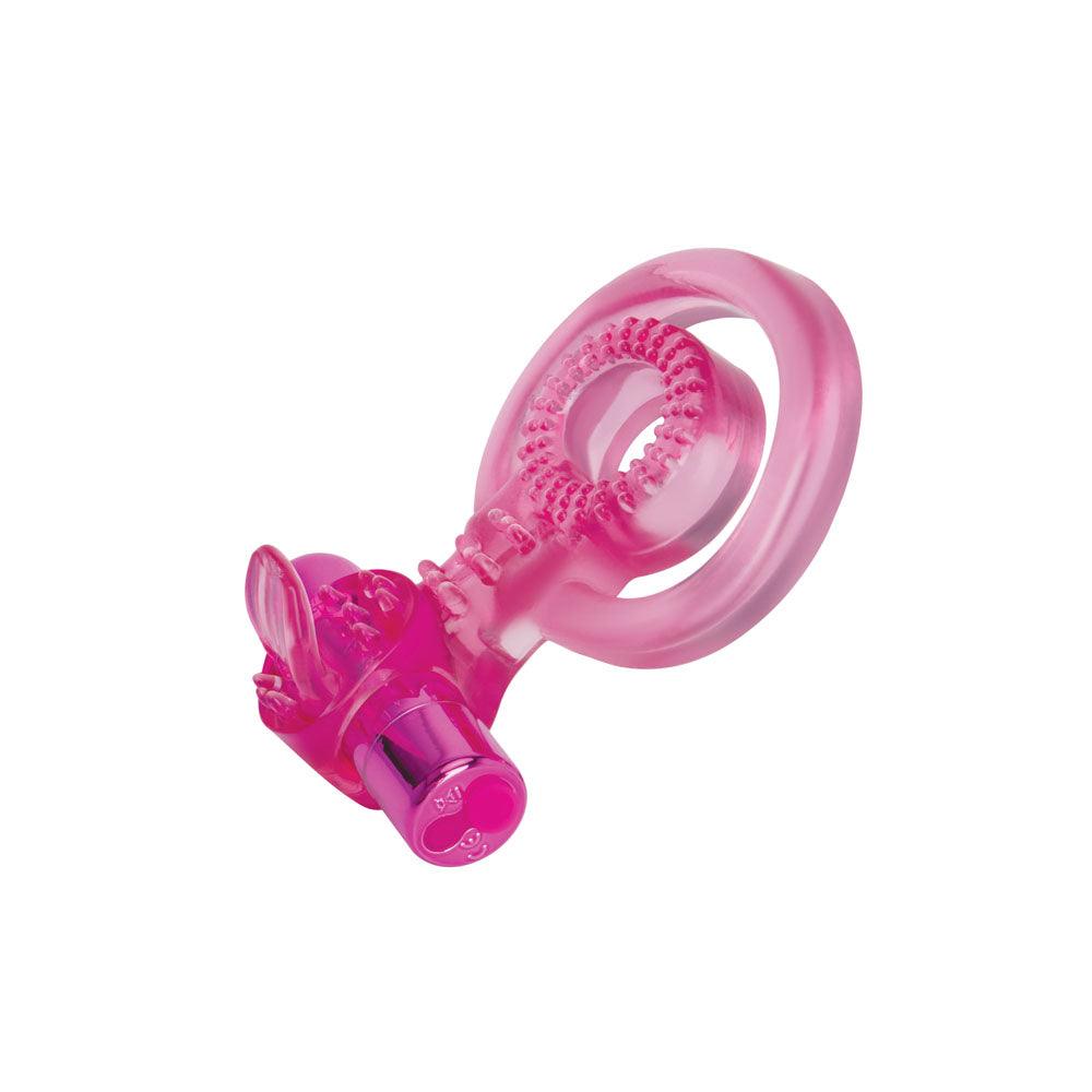 Bodywand Rechargeable Duo Ring with Clit Tickler - Pink USB Rechargeable Vibrating Cock Ring - BW1508