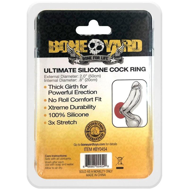 Boneyard Ultimate Silicone Cock Ring Red - Red 50mm Cock Ring - BY0454