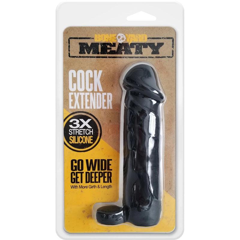 Boneyard Meaty Cock Extender Black - Black Penis Extender Sleeve - BY1063