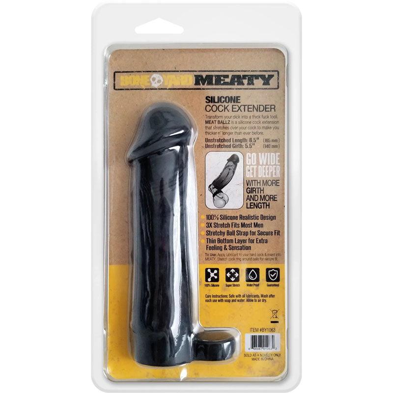 Boneyard Meaty Cock Extender Black - Black Penis Extender Sleeve - BY1063