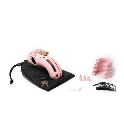 The Curve Chastity Cock Cage Kit - Pink - Pink 3.75 Inch Cock Cage Kit - CRV-PNK