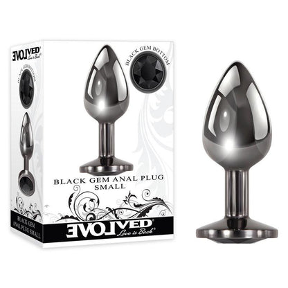 Evolved Black Gem Anal Plug - Small - Metallic 7.1 cm Small Butt Plug with Black Gem Base - EN-BP-8584-2