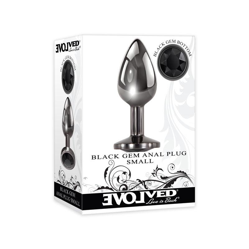 Evolved Black Gem Anal Plug - Small - Metallic 7.1 cm Small Butt Plug with Black Gem Base - EN-BP-8584-2