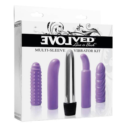 Multi-Sleeve Vibrator Kit - Silver Vibrator with 4 Sleeves - EN-KT-8912-2