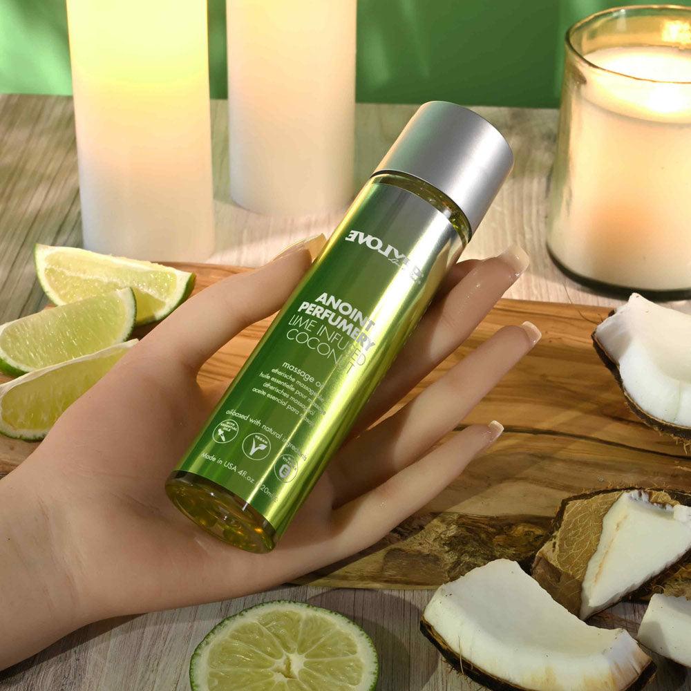 Evolved ANOINT PERFUMERY - Lime Infused Coconut - Lime Infused Coconut Massage Oil - 120 ml Bottle - EN-LQ-4448-2