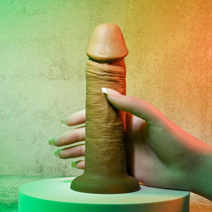 Evolved 6'' VIBRATING DONG DARK - Brown 15.2 cm USB Rechargeable Vibrating Dong - EN-RD-2765-2