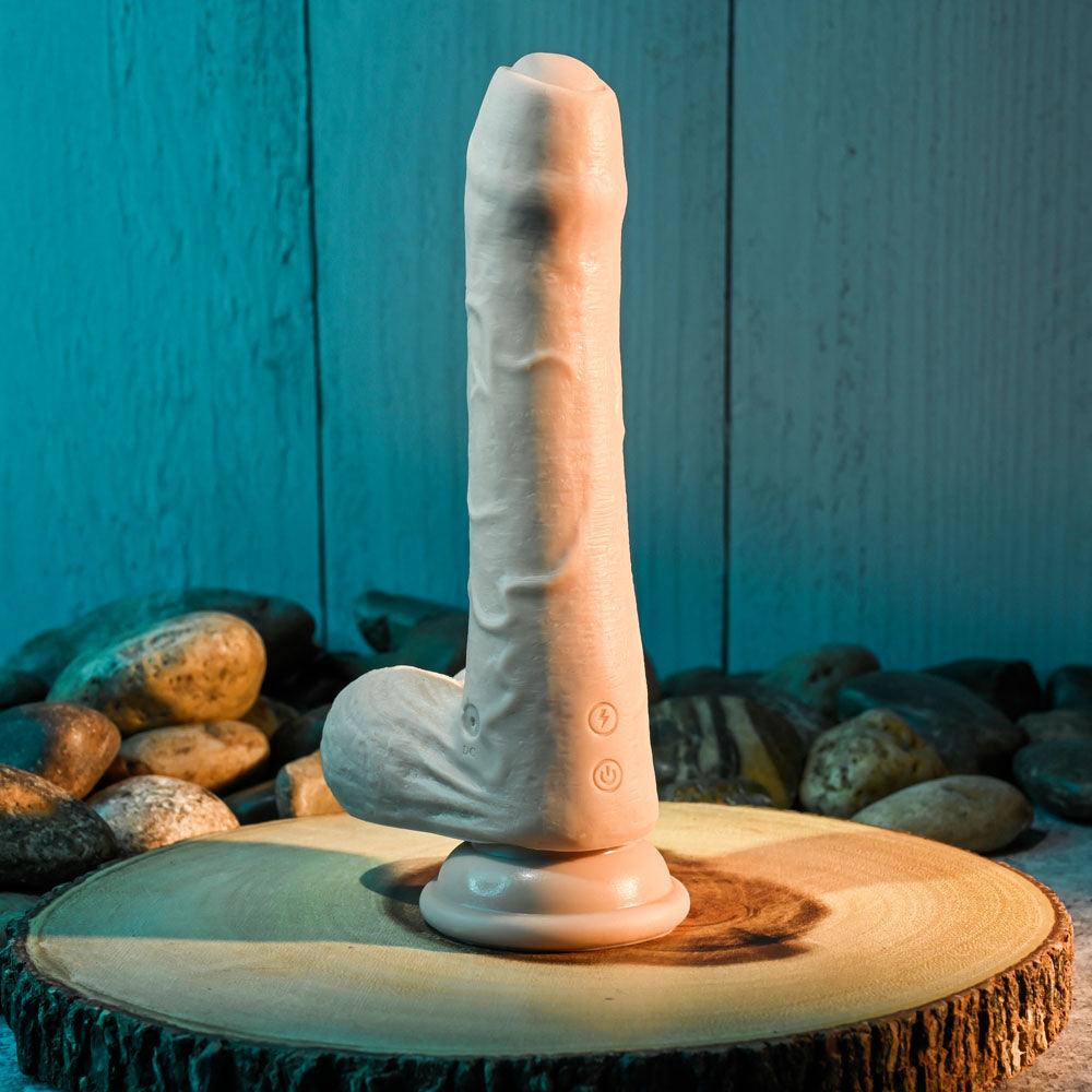 Evolved PEEK A BOO VIBRATING DILDO LIGHT - Flesh 20.3 cm USB Rechargeable Vibrating Uncut Dong - EN-RD-2772-2