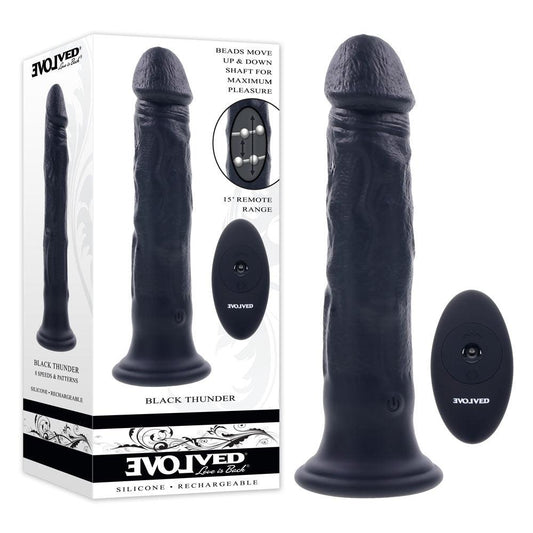 Evolved BLACK THUNDER - Black 25 cm USB Rechargeable Vibrator - EN-RD-4837-2