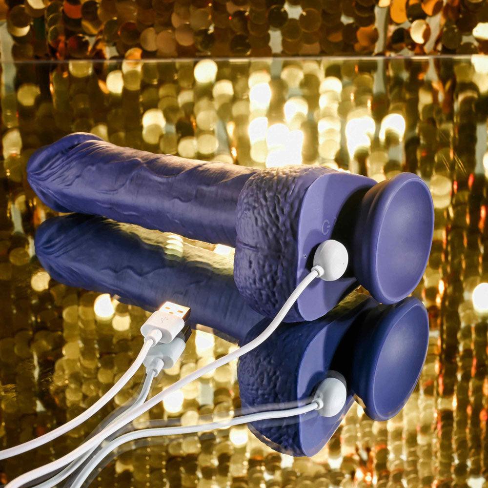 Evolved PLEASURE RIDER - Blue 22.2 cm USB Rechargeable Vibrating & Thrusting Dong with Remote - EN-RD-4844-2