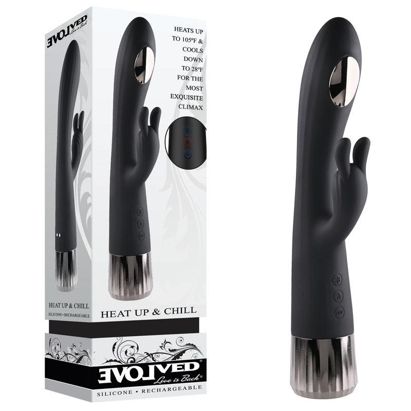 Evolved Heat Up & Chill - Black 24.1 cm USB Rechargeable Heating & Cooling Rabbit Vibrator - EN-RS-1171-2