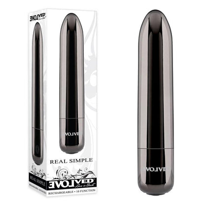 Evolved REAL SIMPLE - Black Chrome 10 cm USB Rechargeable Bullet - EN-RS-1249-2