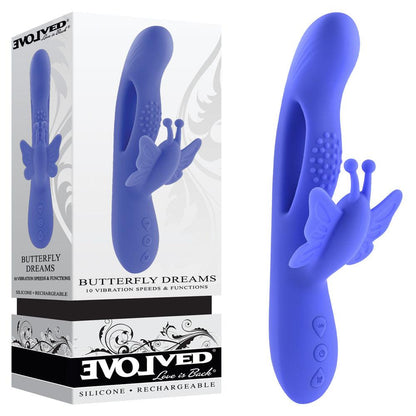 Evolved BUTTERFLY DREAMS - Purple 23.8 cm USB Rechargeable Butterfly Vibrator - EN-RS-2512-2