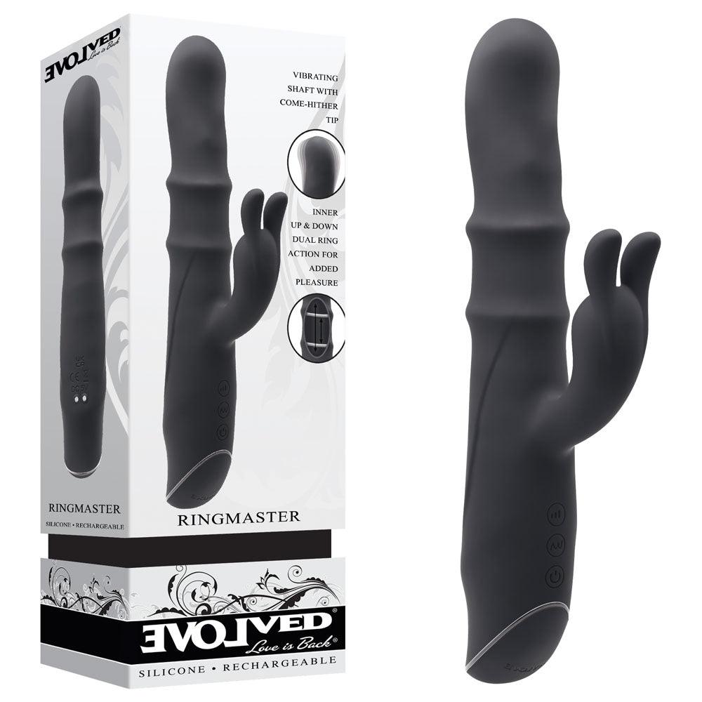 Evolved RINGMASTER - Black 23.1 cm USB Rechargeable Rabbit Vibrator - EN-RS-3014-2