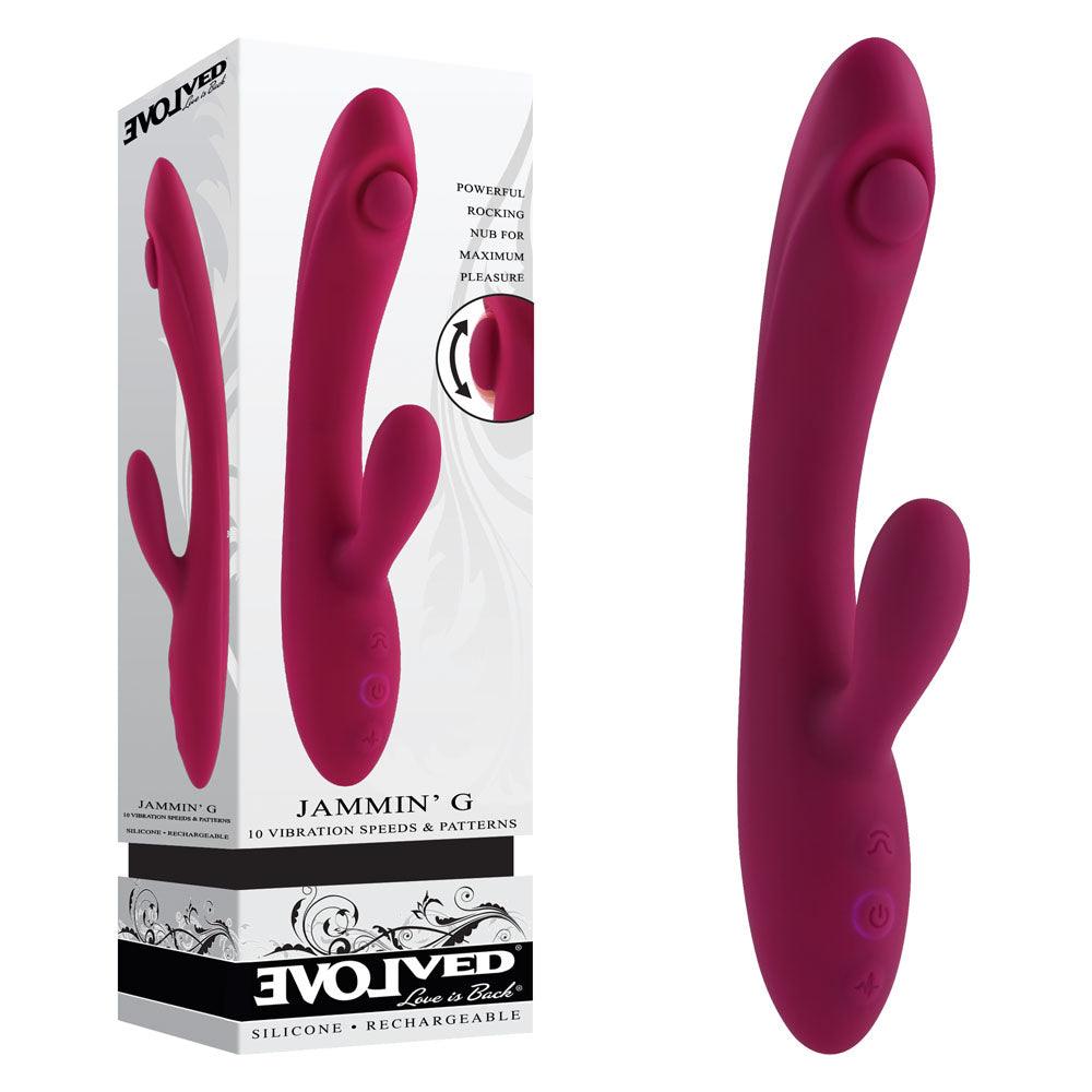 Evolved JAMMIN' G - Burgundy 20.1 cm USB Rechargeable Rabbit Vibrator - EN-RS-3052-2