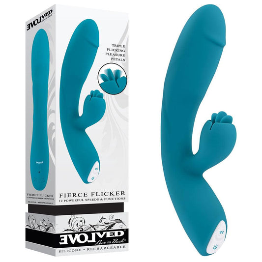 Evolved FIERCE FLICKER - Blue 19.5 cm USB Rechargeable Rabbit Flicker Vibrator - EN-RS-3106-2