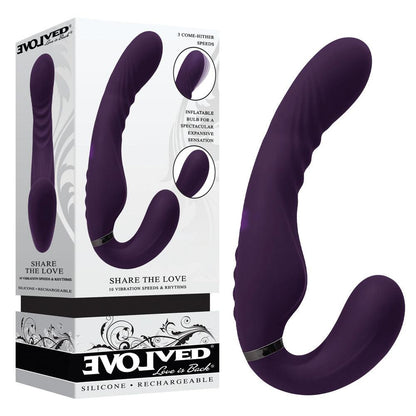 Evolved SHARE THE LOVE - Purple 22.9 cm USB Rechargeable Inflatable Strapless Strap-On - EN-RS-3922-2